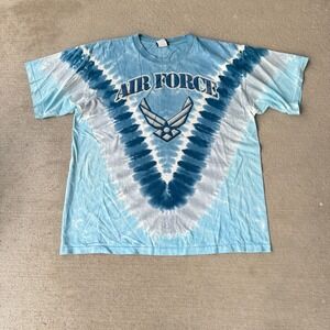 Vtg Liquid Blue Unisex Graphic T-Shirt Blue Tie-Dye 90s Air Force Short Sleeve